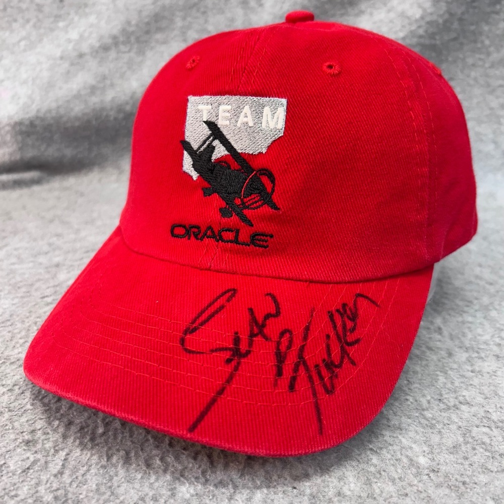 Team Oracle Sean D Tucker Signed Red Aerobatic Airshow Pilot Hat OSFM